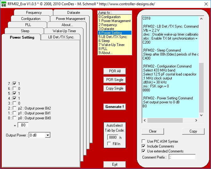 RFM02_Eva Command Code Generator Screenshot 1