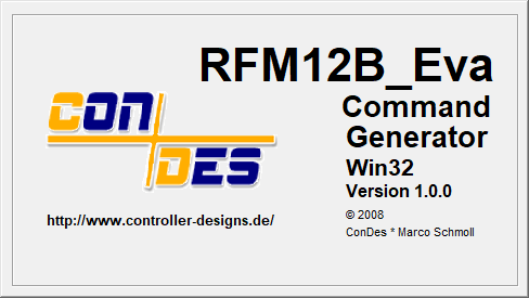 RFM12B_Eva Command Code Generator Splashscreen