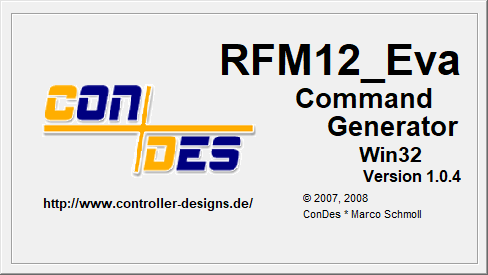RFM12_Eva Command Code Generator Splashscreen