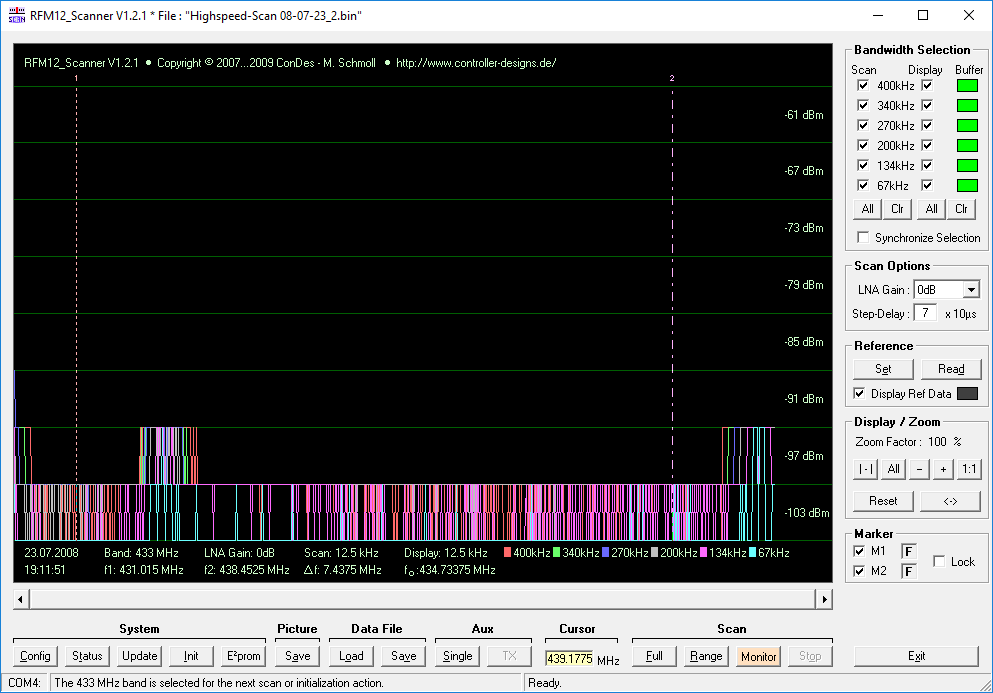 ConDes RFM12_Scanner Screenshot 1 (Transmitter off)