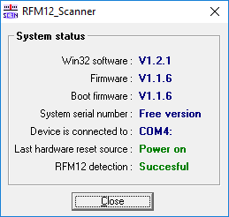 ConDes RFM12_Scanner Screenshot 5 (System status window)