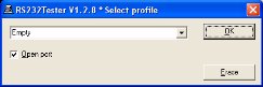 ConDes RS232 Tester Profile Select Dialog